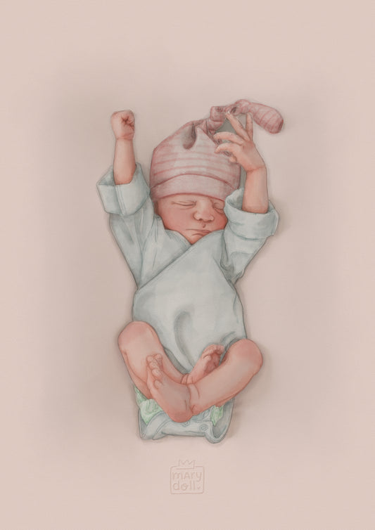 Hello World | retrato ilustrado recém-nascidos