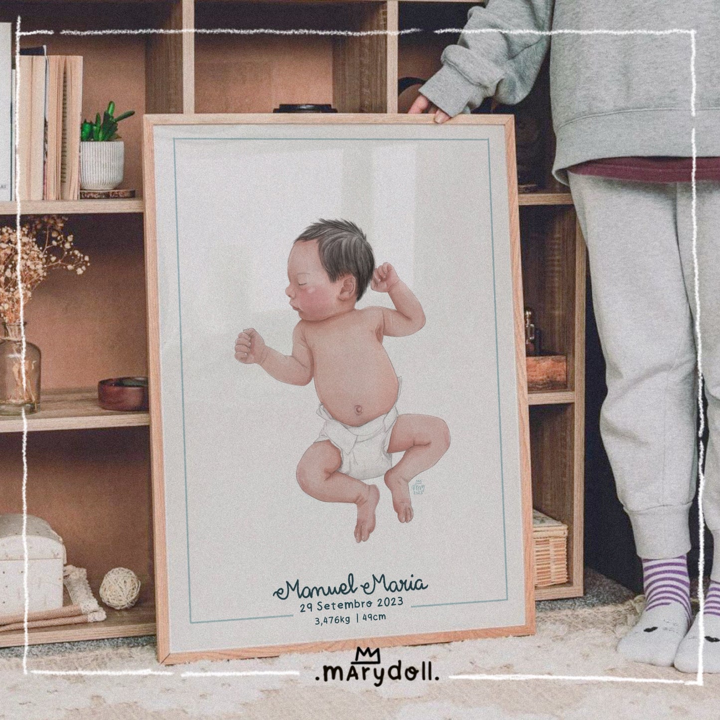 Hello World | illustrated portrait of newborns