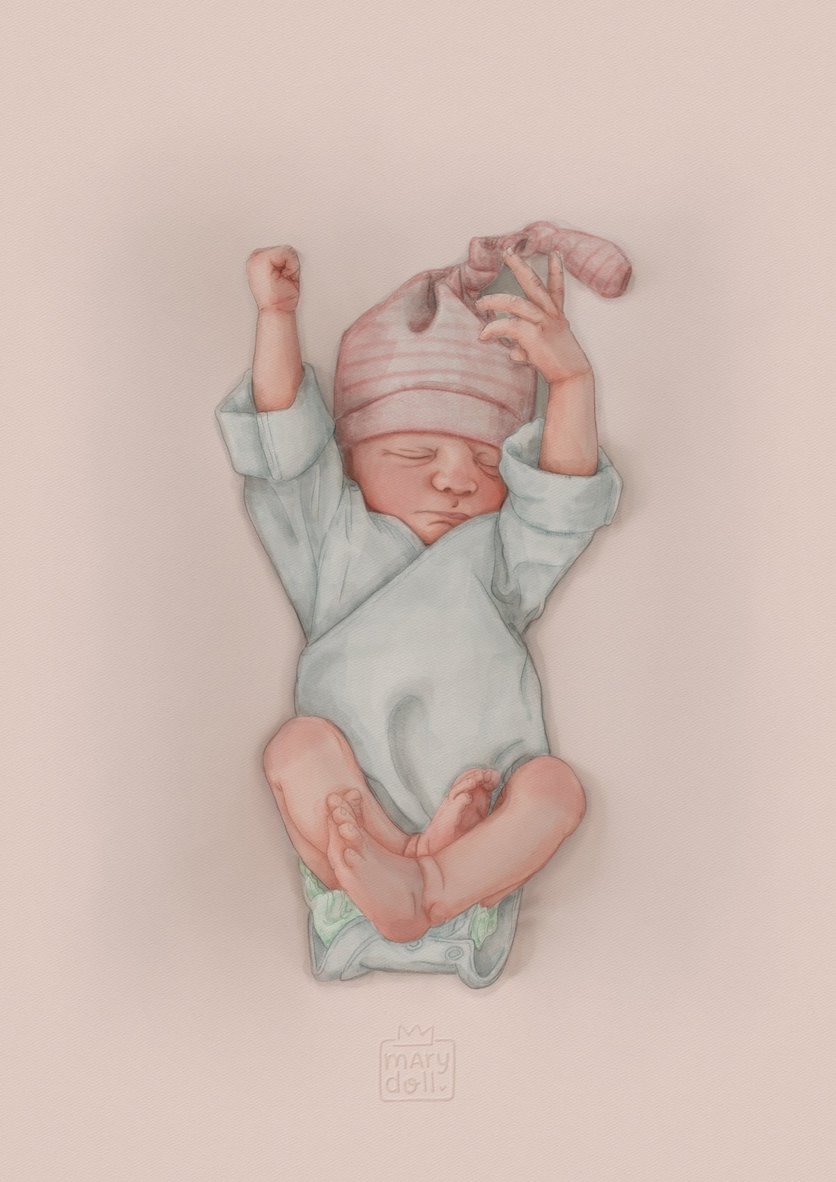 Hello World | retrato ilustrado recém-nascidos