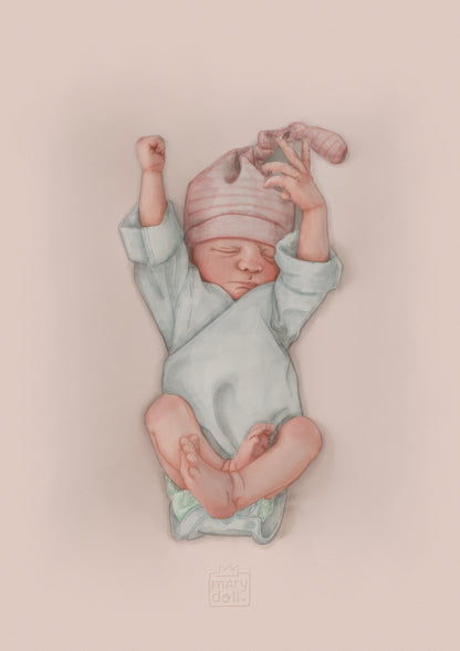 Hello World | retrato ilustrado recém-nascidos