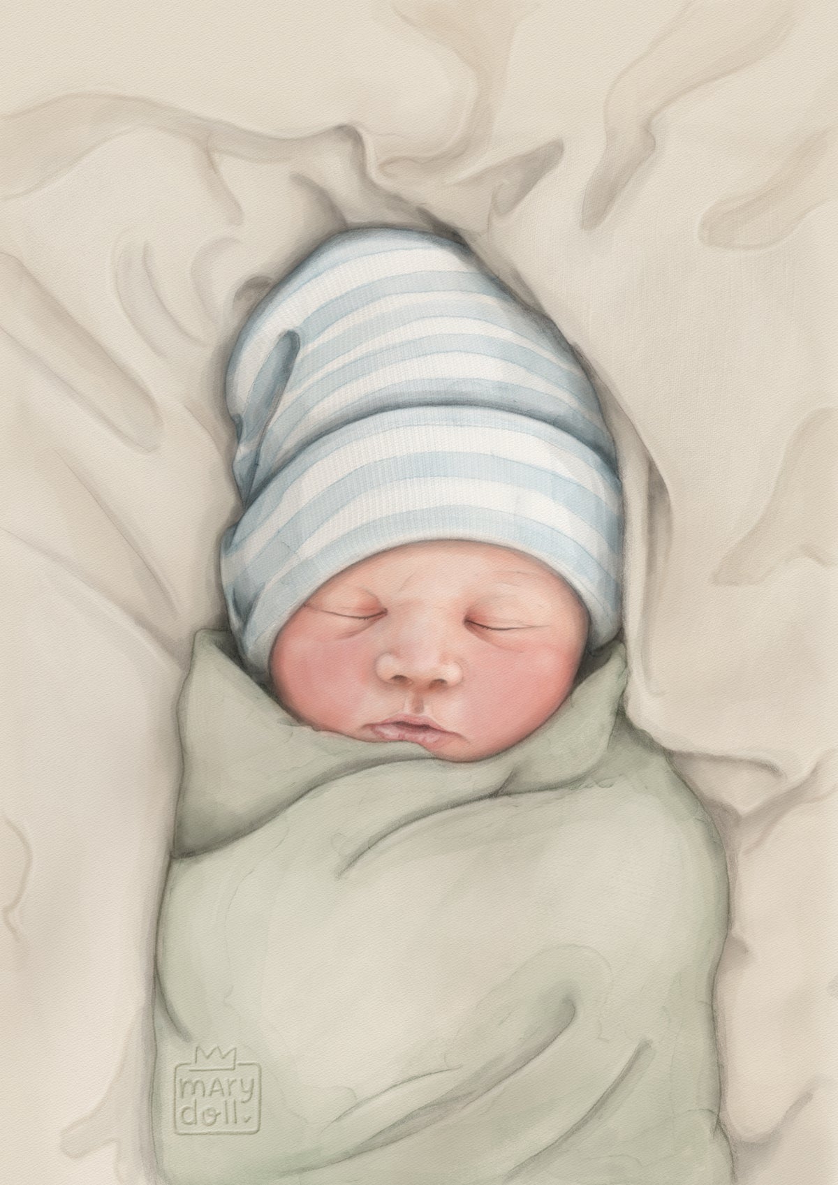 Hello World | retrato ilustrado recém-nascidos