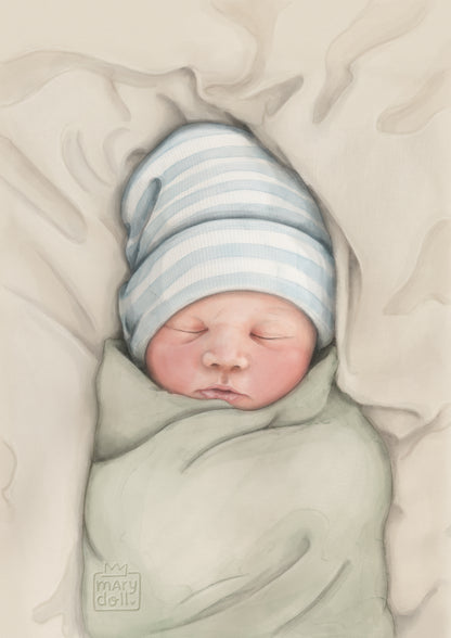 Hello World | retrato ilustrado recém-nascidos