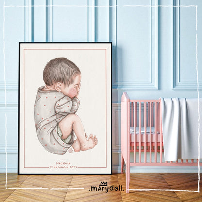 Hello World | retrato ilustrado recém-nascidos