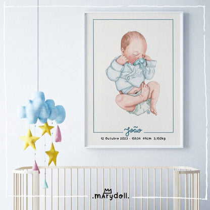 Hello World | retrato ilustrado recém-nascidos