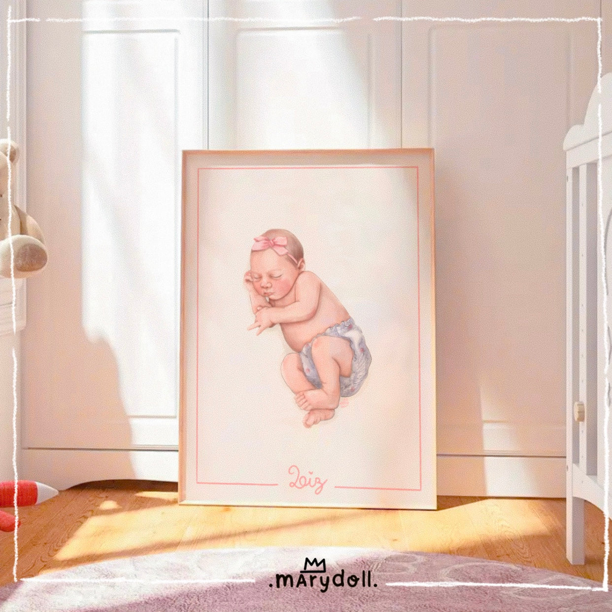 Hello World | illustrated portrait of newborns