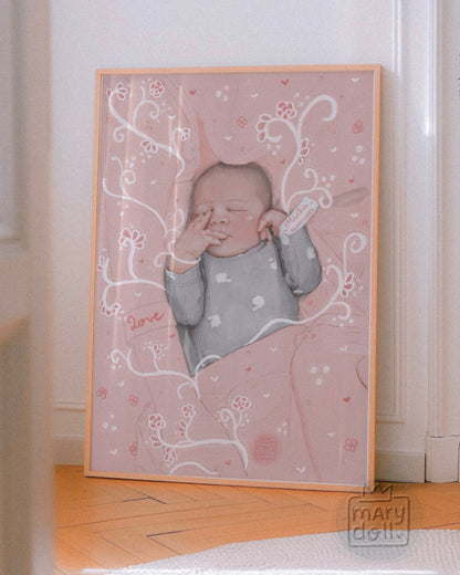 Hello World | retrato ilustrado recém-nascidos