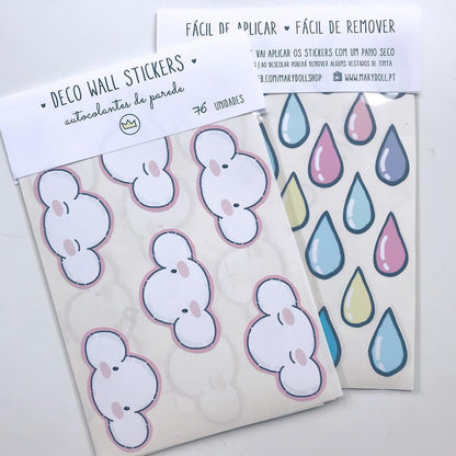 Deco wall stickers | Flowers Birds Clouds Bear Fox